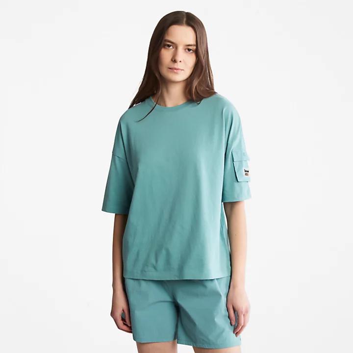商品Timberland|Progressive Utility Pocket T-Shirt for Women in Teal,价格¥185,第1张图片
