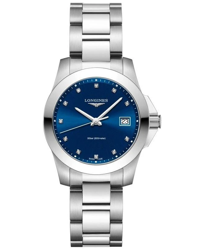 商品Longines|Longines Conquest Quartz Blue Diamond Dial Stainless Steel Women's Watch L3.377.4.97.6,价格¥7741,第1张图片