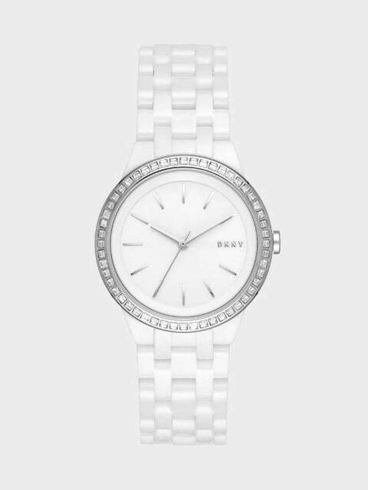 商品DKNY|Park Slope White Ceramic And Stainless-Steel Three-Hand Watch,价格¥1504,第1张图片