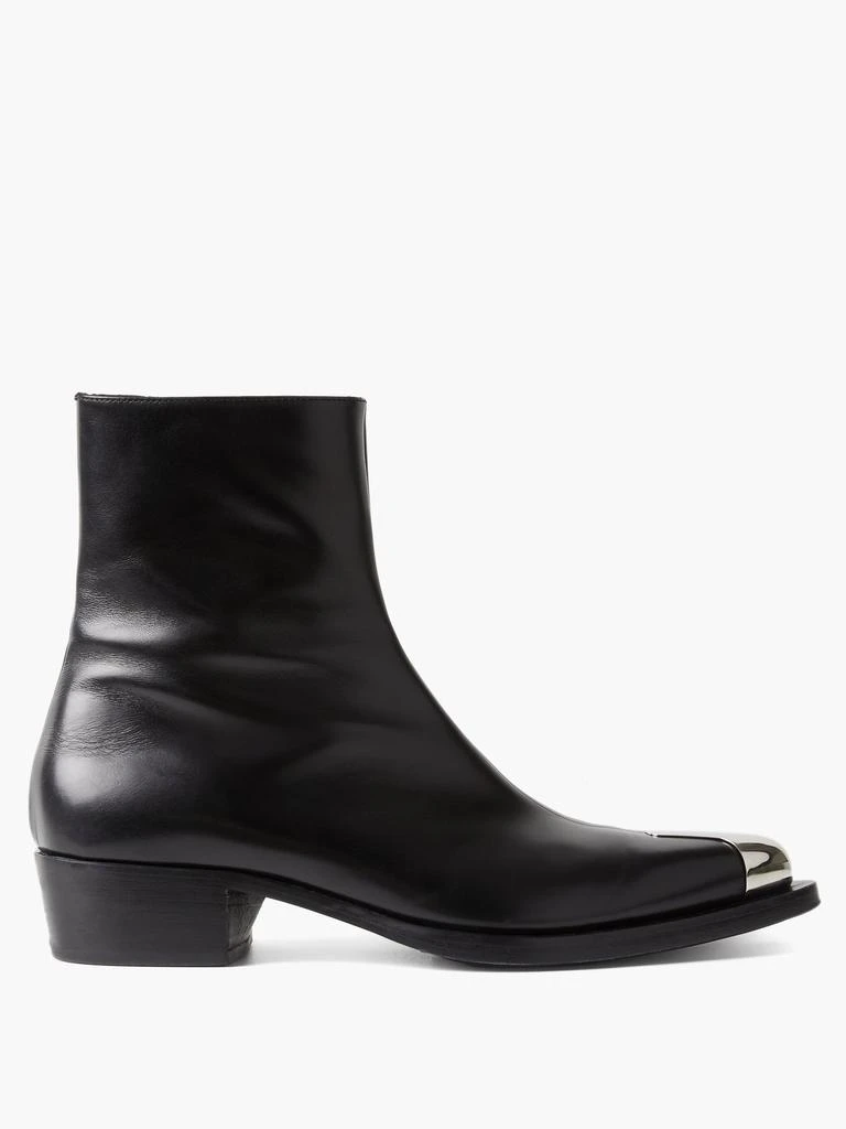 商品Alexander McQueen|Punk metal-toecap leather boots,价格¥8685,第1张图片