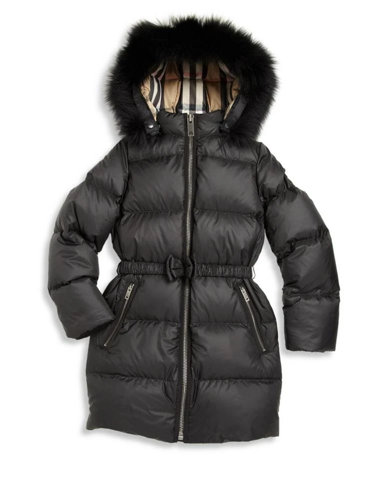 商品Burberry|Little Girl's & Girl's Consilla Fox Fur-Trim Down Puffer Jacket,价格¥3090,第1张图片