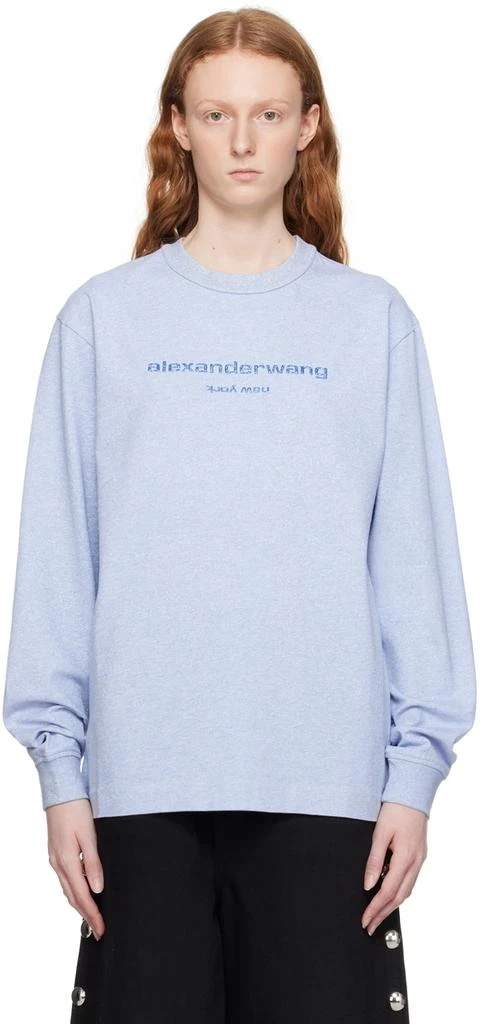 商品Alexander Wang|Blue Glitter Long Sleeve T-Shirt,价格¥1766,第1张图片