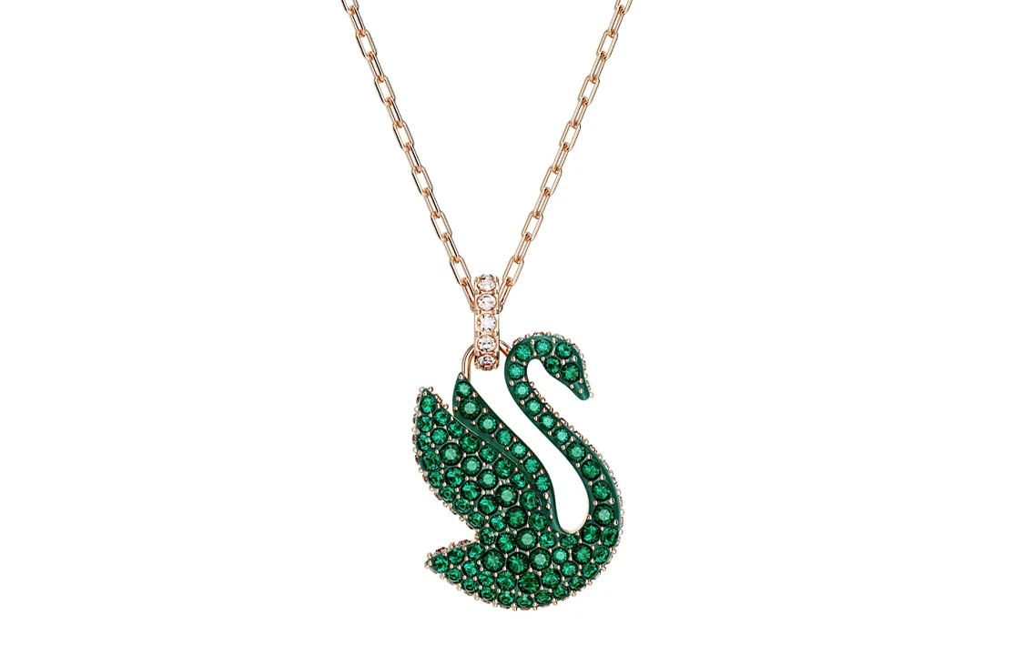 商品[国内直发] Swarovski|施华洛世奇 Swan 经典天鹅样式设计 仿水晶 项链 女款 绿色,价格¥788,第1张图片