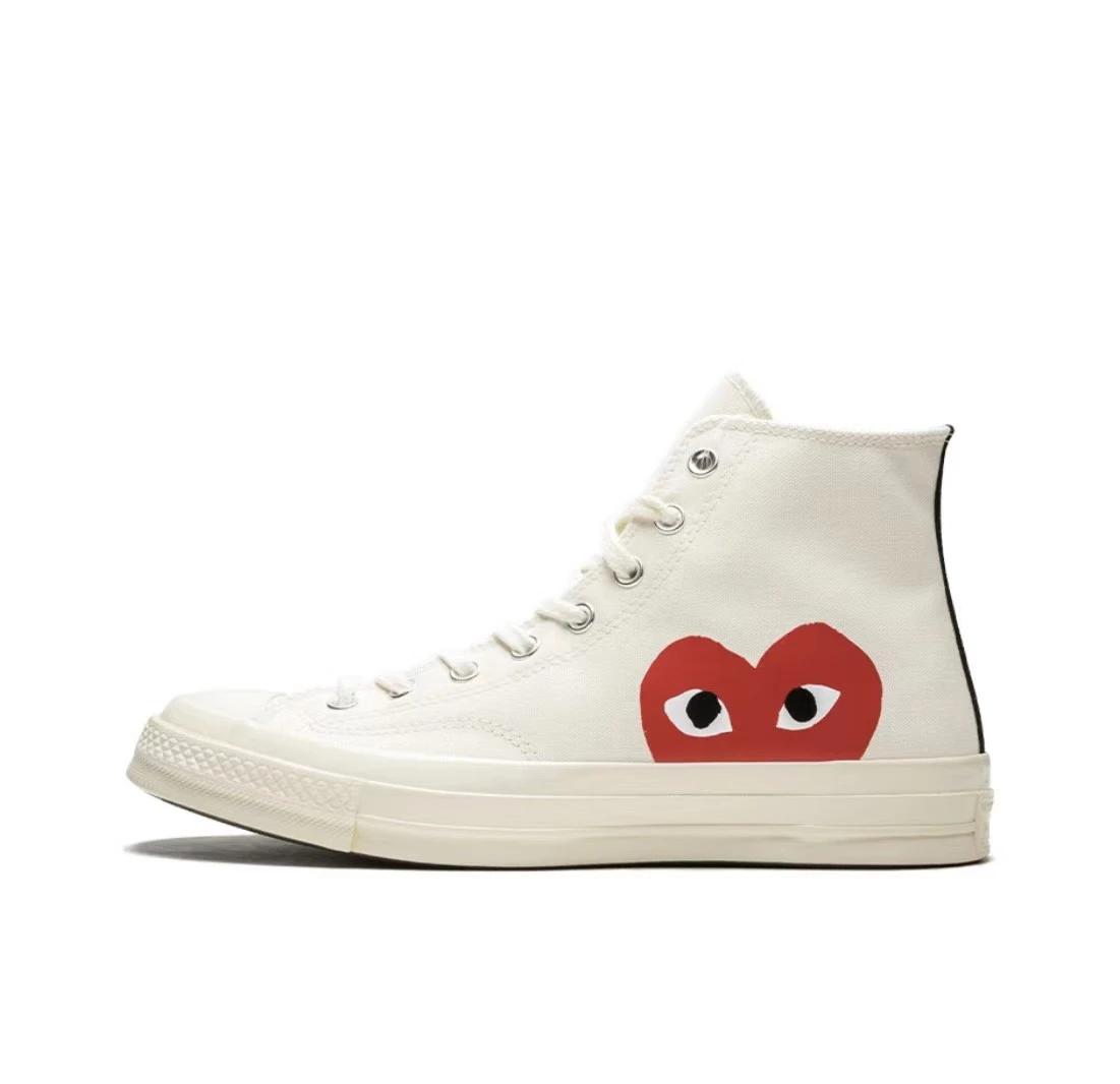 商品Comme des Garcons|CDG x Converse Chuck Taylor All Star1970s hi 川 久保玲爱心联名款 高帮 帆布鞋 男女同款 白红送礼 P1K112-2,价格¥1266,第1张图片