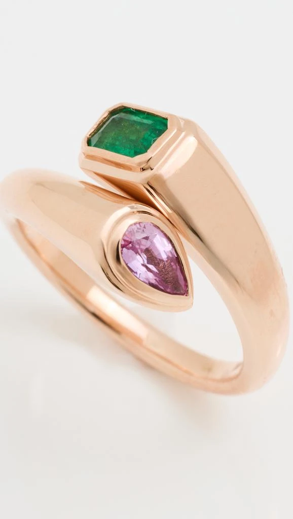 商品SHAY|18k Emerald and Pink Sapphire Bypass Pinky Ring,价格¥13594,第4张图片详细描述