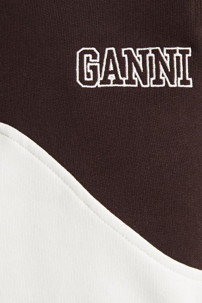 商品Ganni|Embroidered two-tone organic cotton-fleece sweatshirt,价格¥624,第4张图片详细描述