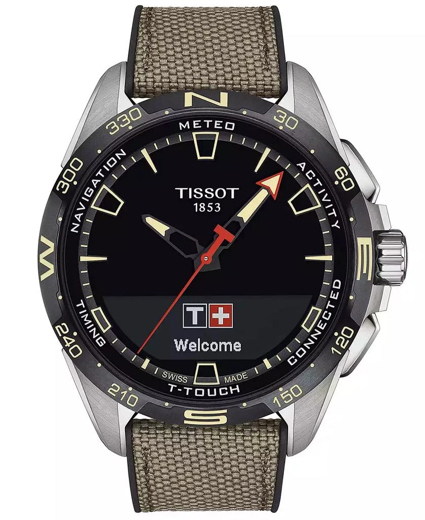 商品Tissot|Men's Swiss T-Touch Connect Solar Beige Textile & Leather Strap Smart Watch 48mm,价格¥8216,第1张图片