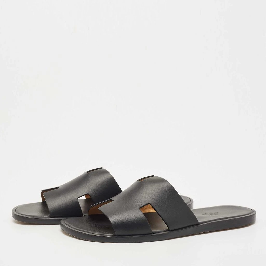 商品[二手商品] Hermes|Hermes Black Leather Izmir Slide Flats Size 44,价格¥3700,第2张图片详细描述