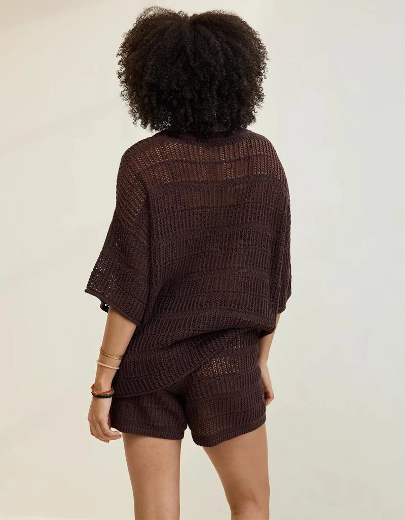 商品Aerie|Aerie Crochet Oversized Short Sleeve Sweater,价格¥254,第2张图片详细描述