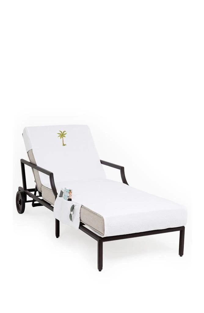 商品Linum Home Textiles|100% Turkish Cotton Palm Tree Embroidered Standard Size Chaise Lounge Cover With Side Pockets - White,价格¥691,第1张图片