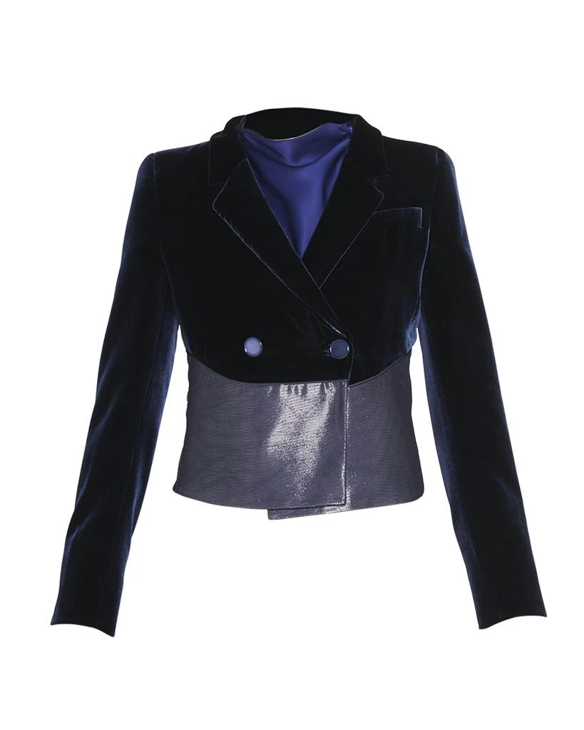 商品Giorgio Armani|Mixed-Media Velvet Crop Dinner Jacket,价格¥40947,第2张图片详细描述