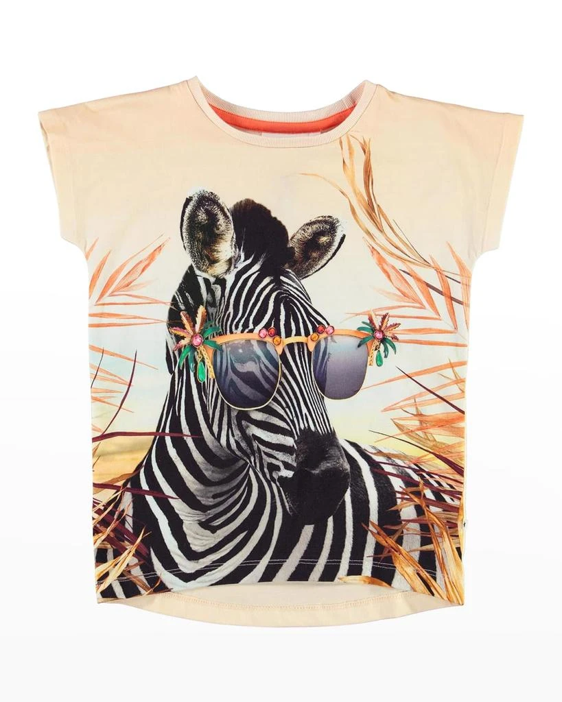 商品MOLO|Girl's Ragnhilde Zebra in Sunglasses Graphic Tee, Size 3-12,价格¥349,第1张图片