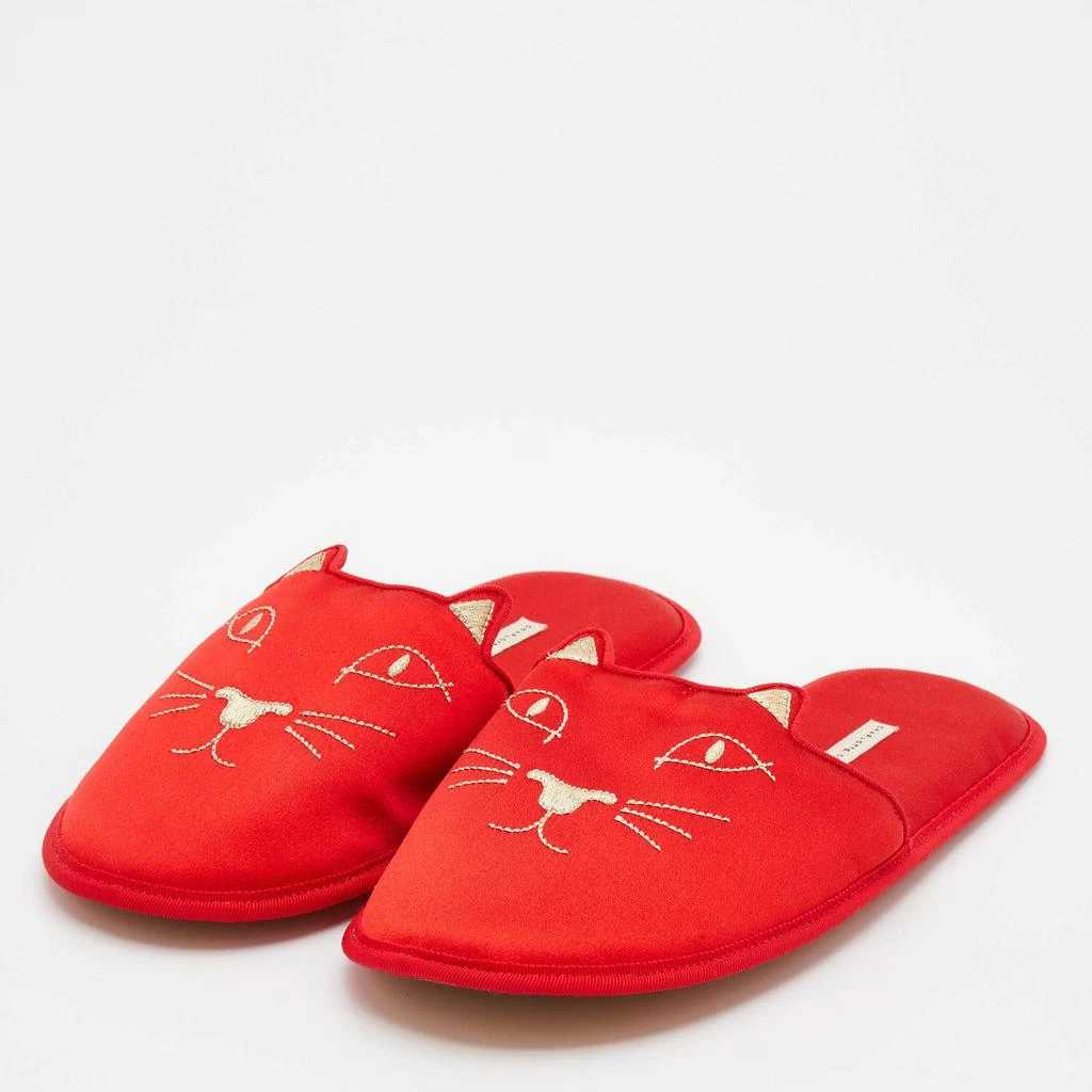 商品Charlotte Olympia|Charlotte Olympia Red Satin Kitty Slipper Flats Size XS 38,价格¥859,第2张图片详细描述