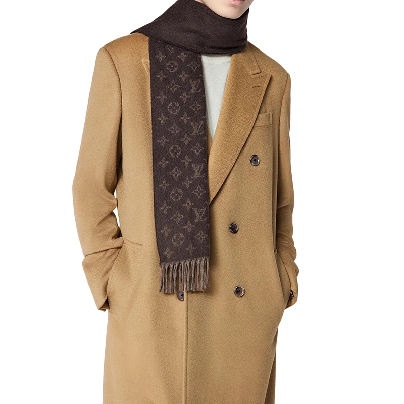 Louis Vuitton/路易威登 23年早春款 GRADIENT系列 男士榛子棕色山羊绒和绵羊毛老花图案围巾M70258 商品
