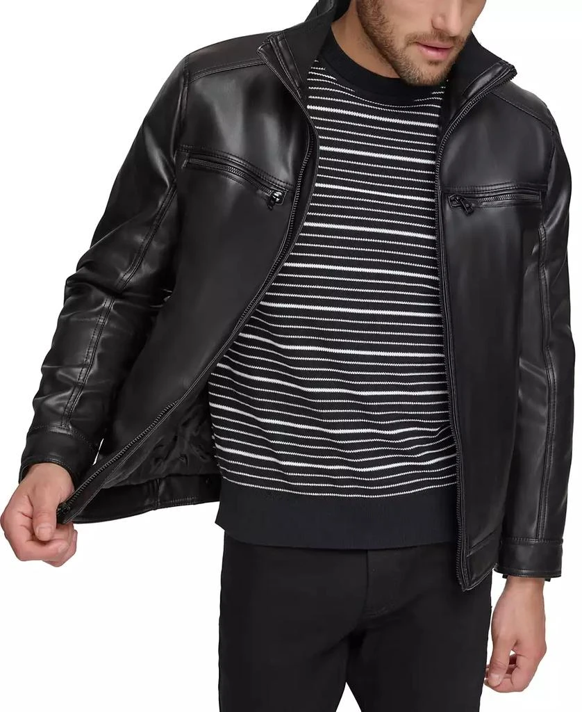 商品Calvin Klein|Men's Faux Leather Moto Jacket, Created for Macy's,价格¥607,第3张图片详细描述