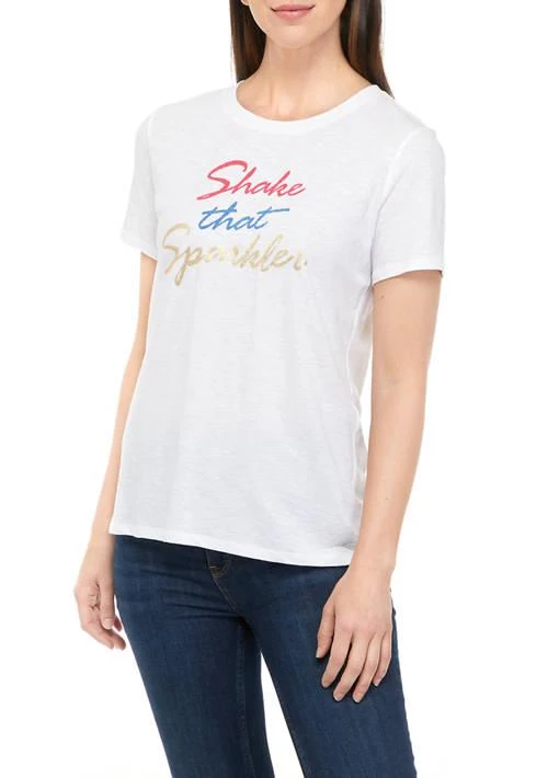 商品Crown & Ivy™|Ivy Womens Short Sleeve Essential Graphic T Shirt,价格¥54,第1张图片