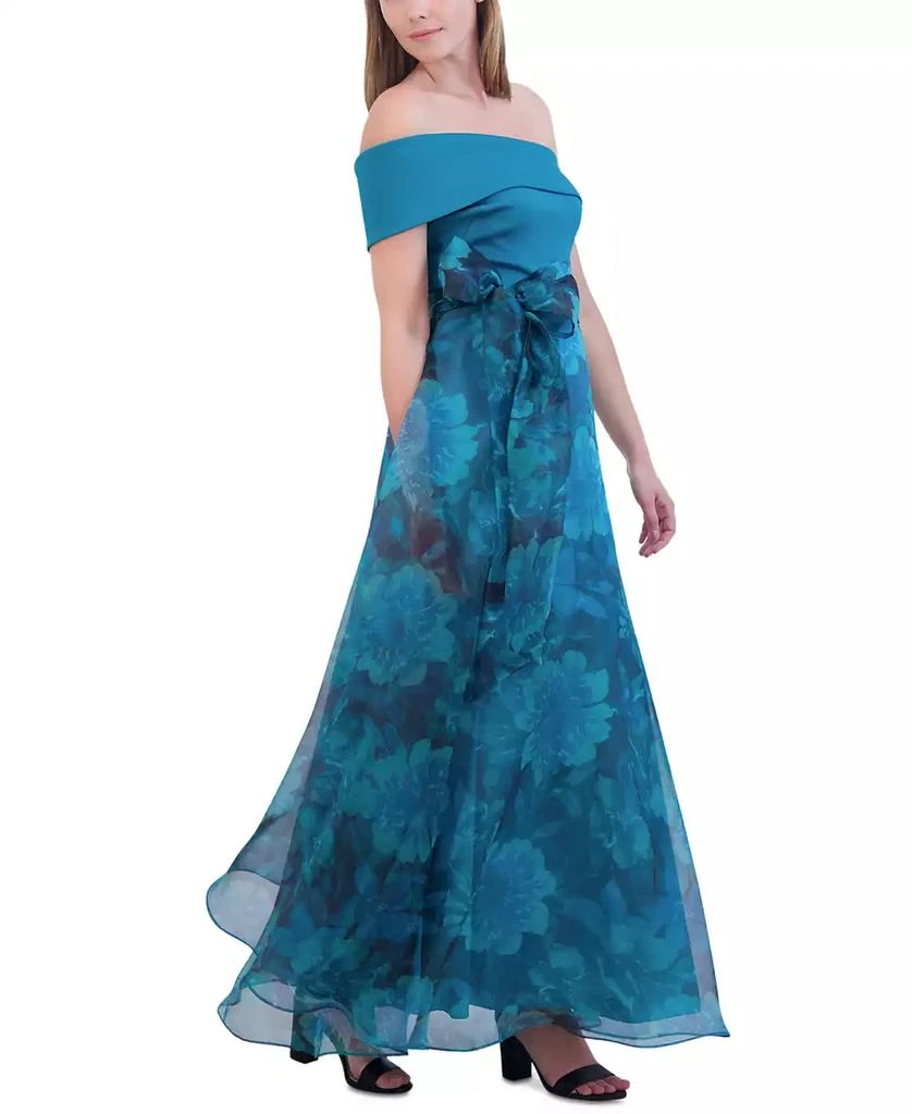 商品Eliza J|Women's One-Shoulder Organza Tie-Waist Gown,价格¥640,第4张图片详细描述