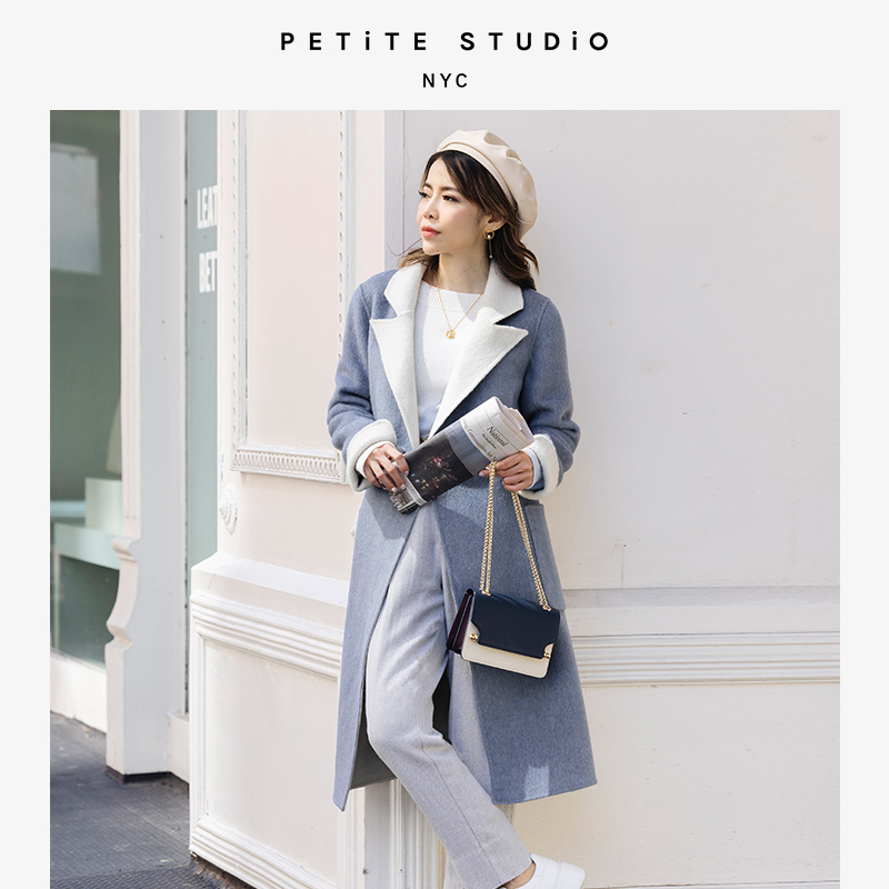 Payton蓝米拼色温柔质感双面穿羊毛大衣 | Payton Reversible Wool Coat - Blue & Ivory商品第2张图片规格展示