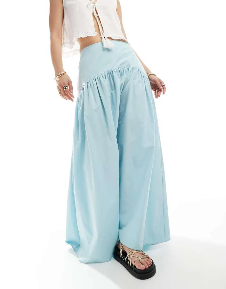 商品ASOS|ASOS DESIGN drop waist maxi skirt in blue,价格¥315,第2张图片详细描述