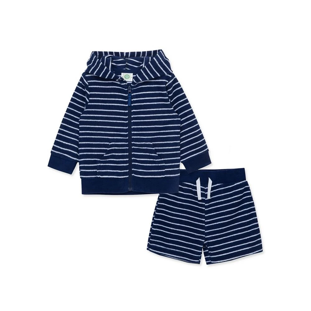 商品Little Me|Baby Boys Stripe Terry Cover Up Jacket and Shorts, 2 Piece Set,价格¥90,第1张图片