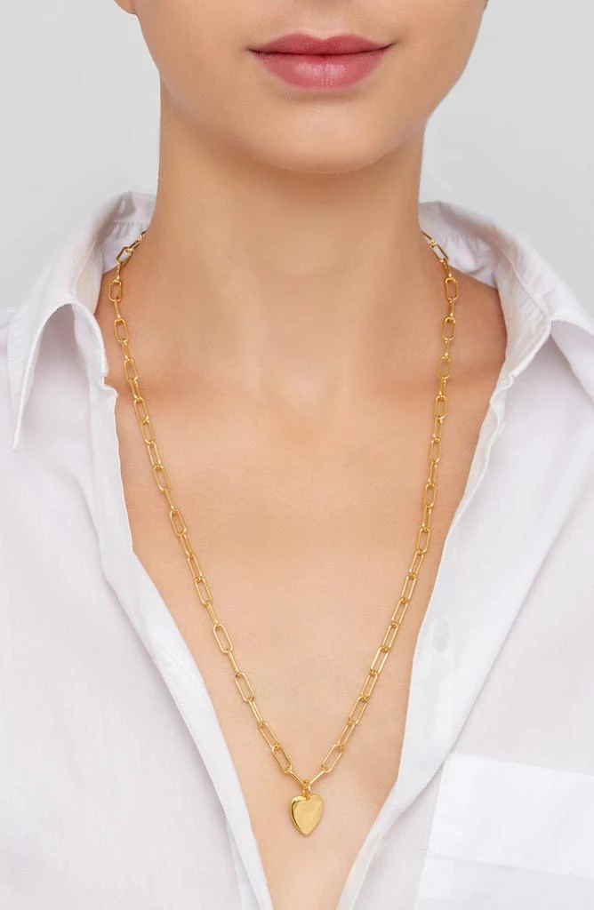 商品ADORNIA|14K Gold Plated Paperclip Chain Heart Pendant Necklace,价格¥151,第2张图片详细描述