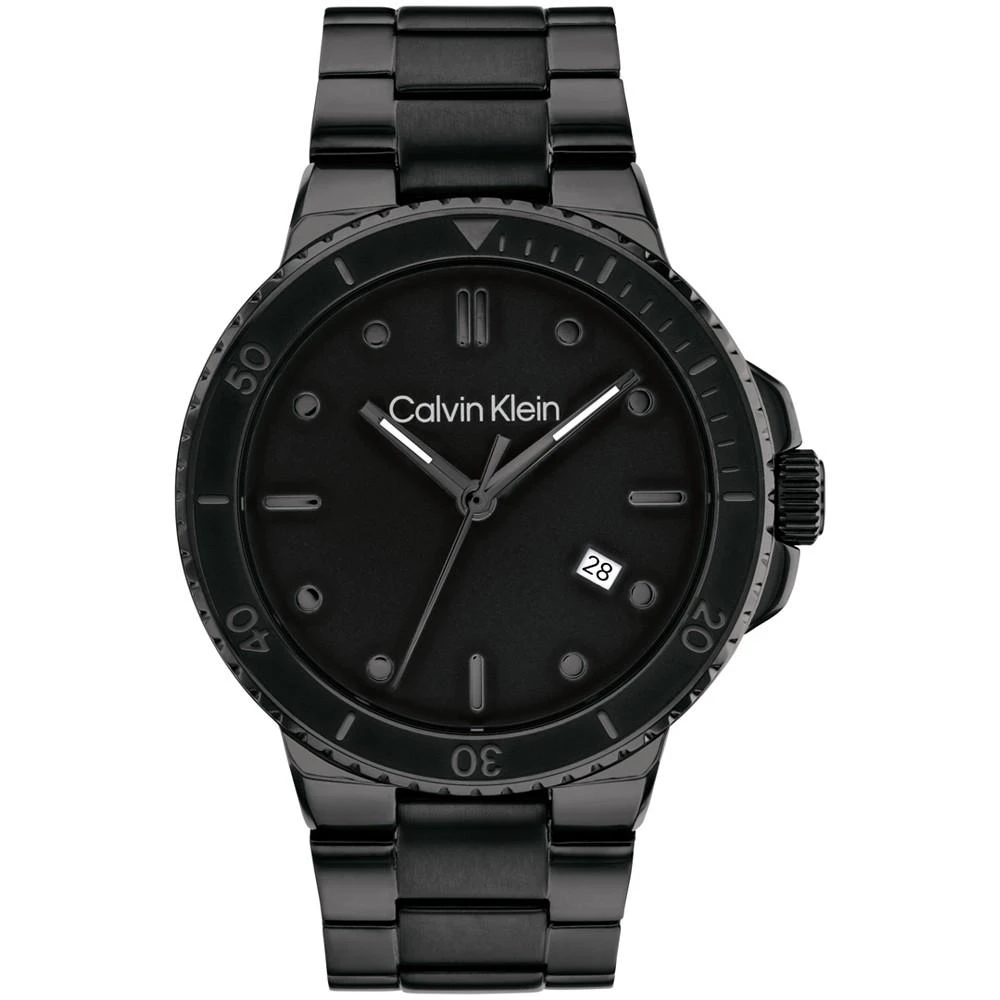 商品Calvin Klein|Men's Black Stainless Steel Bracelet Watch 44mm,价格¥1356,第1张图片