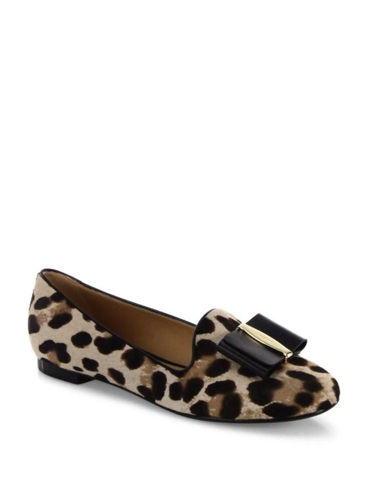 商品Salvatore Ferragamo|Aosta Leopard-Print Calf Hair Loafers,价格¥3462,第1张图片