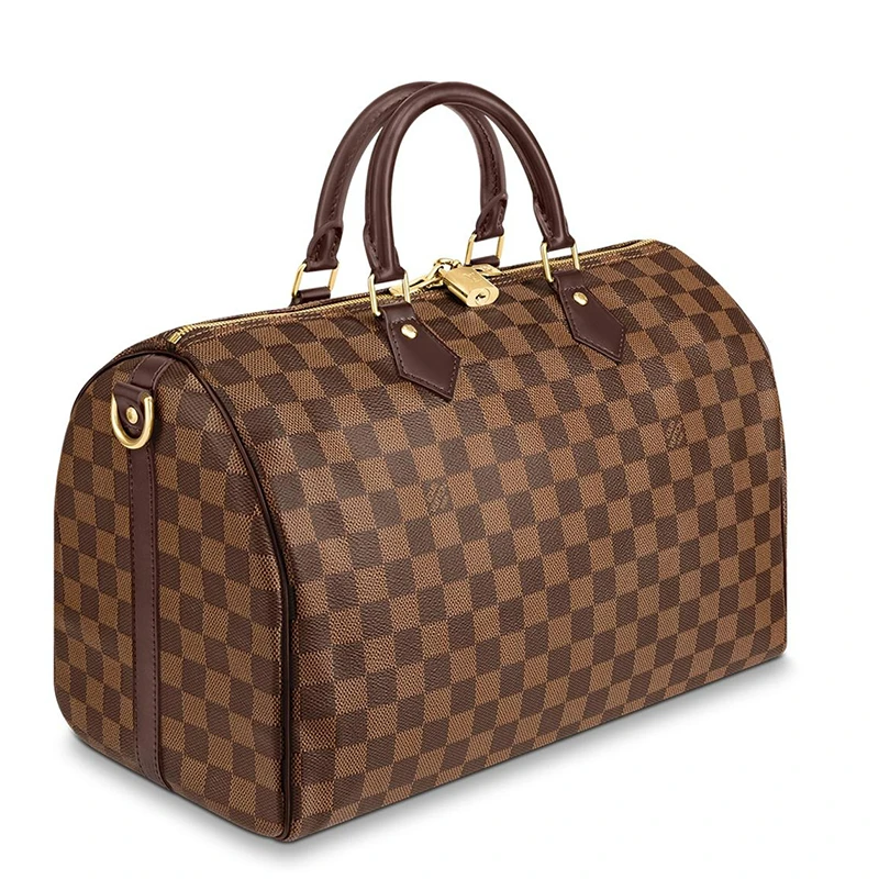 预售10天 Louis Vuitton/路易威登 经典款SPEEDY 35系列 女士乌木色棋盘格帆布饰皮革滚边金扣配可拆卸肩带拉链开合单肩斜挎手提包N41366 商品