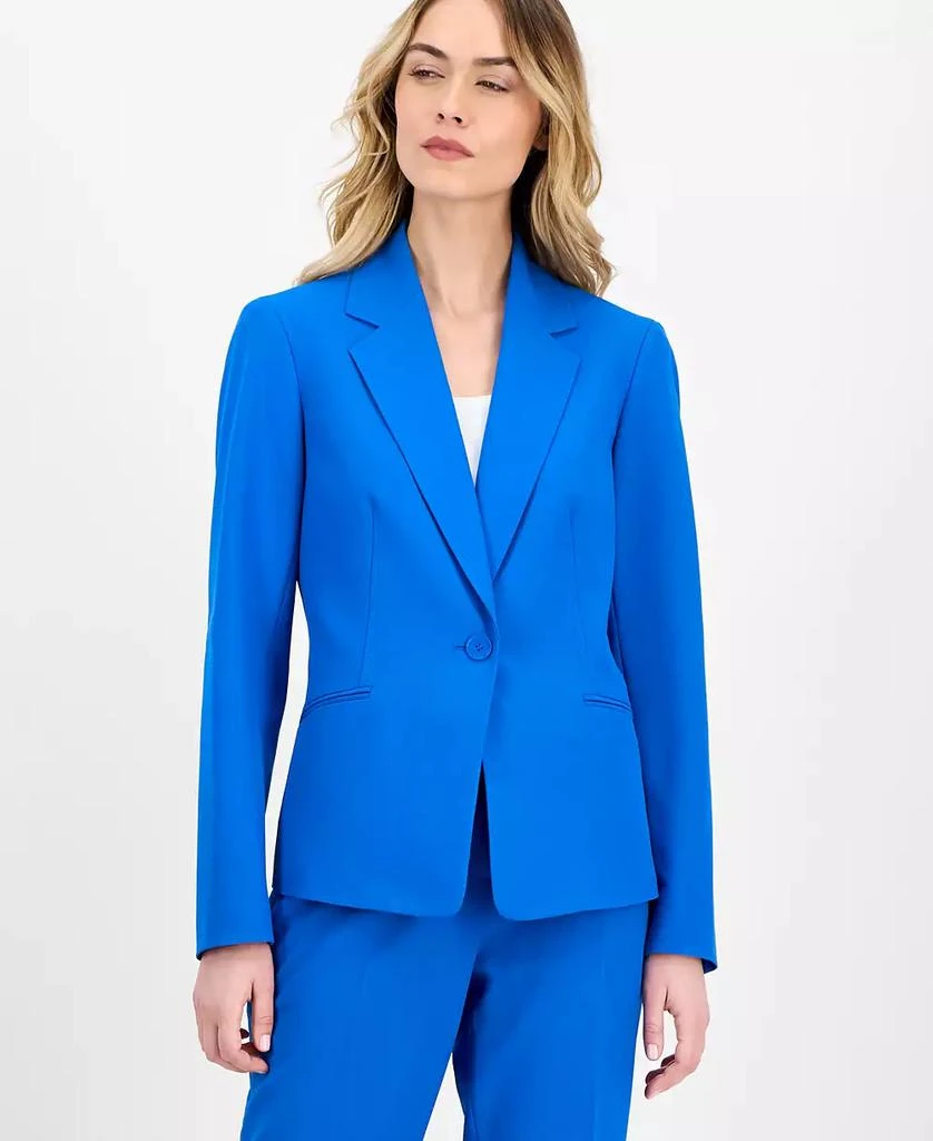 商品Le Suit|Women's Crepe One-Button Straight-Leg Pantsuit Set, Regular & Petite,价格¥515,第2张图片详细描述