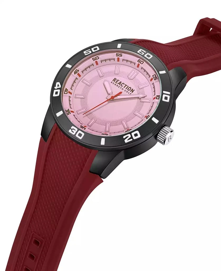 商品Kenneth Cole|Men's Sporty Three Hand Red Silicon Strap Watch, 49mm,价格¥561,第2张图片详细描述