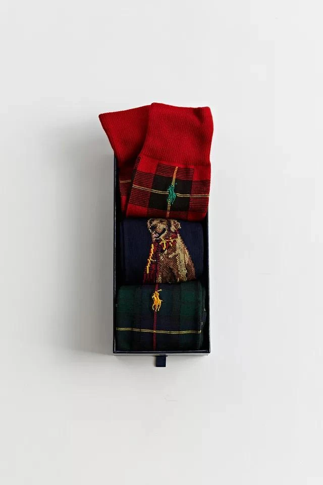 商品Ralph Lauren|Polo Ralph Lauren Plaid Dog Sock 3-Pack Gift Box,价格¥318,第1张图片