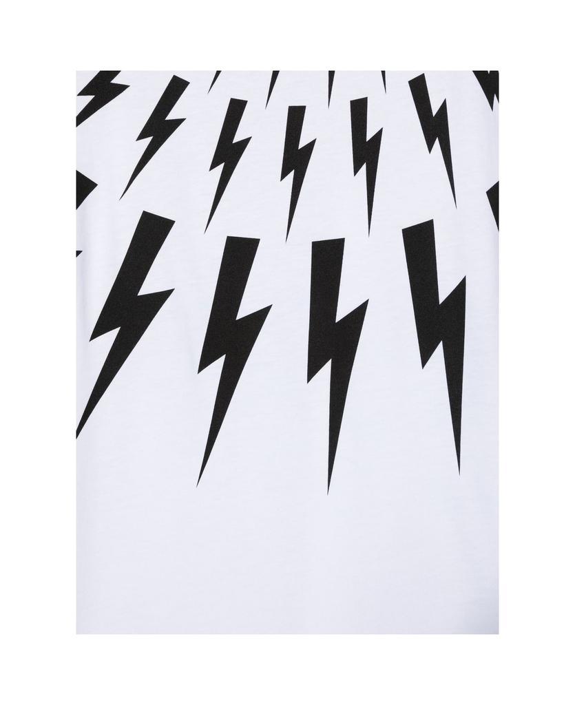 商品Neil Barrett|Kids White T-shirt With Front Black Fair-isle Thunderbolt Print,价格¥678,第5张图片详细描述