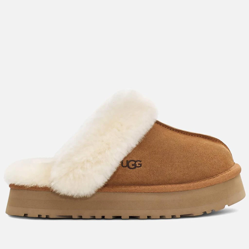 商品UGG|UGG Women's Disquette Suede/Sheepskin Slippers - Chestnut,价格¥900,第1张图片