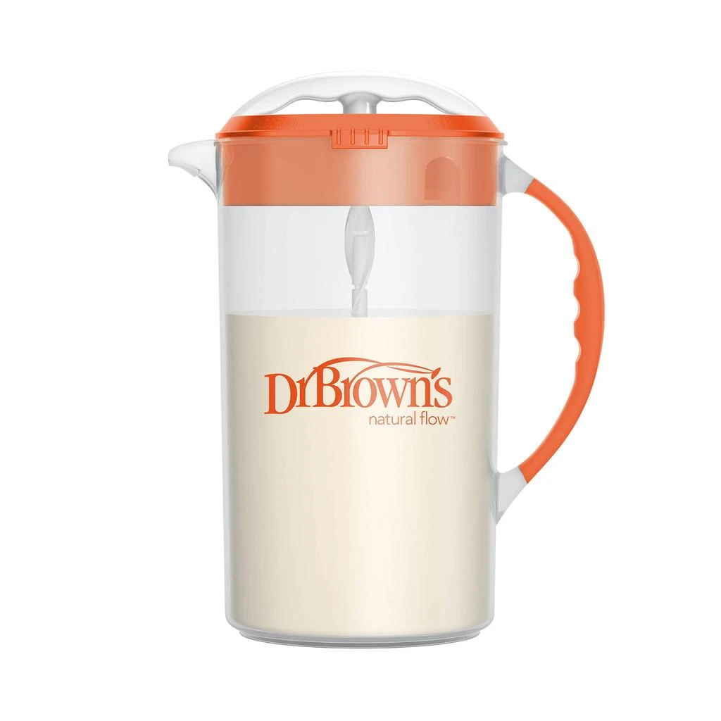 商品Dr. Brown's|Dr. Brown's Baby Formula Mixing Pitcher with Adjustable Stopper, Locking Lid, & No Drip Spout, 32oz, BPA Free, Orange,价格¥89,第1张图片