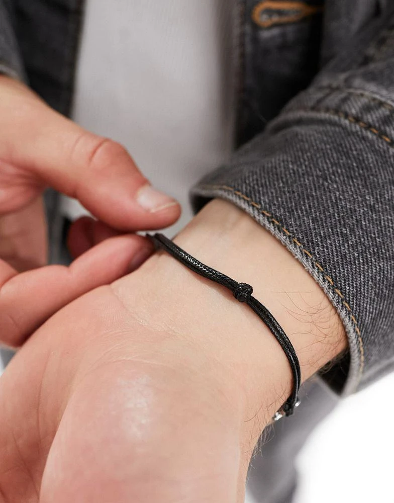 商品FADED FUTURE|Faded Future rope bracelet with compass pendant in silver,价格¥85,第3张图片详细描述