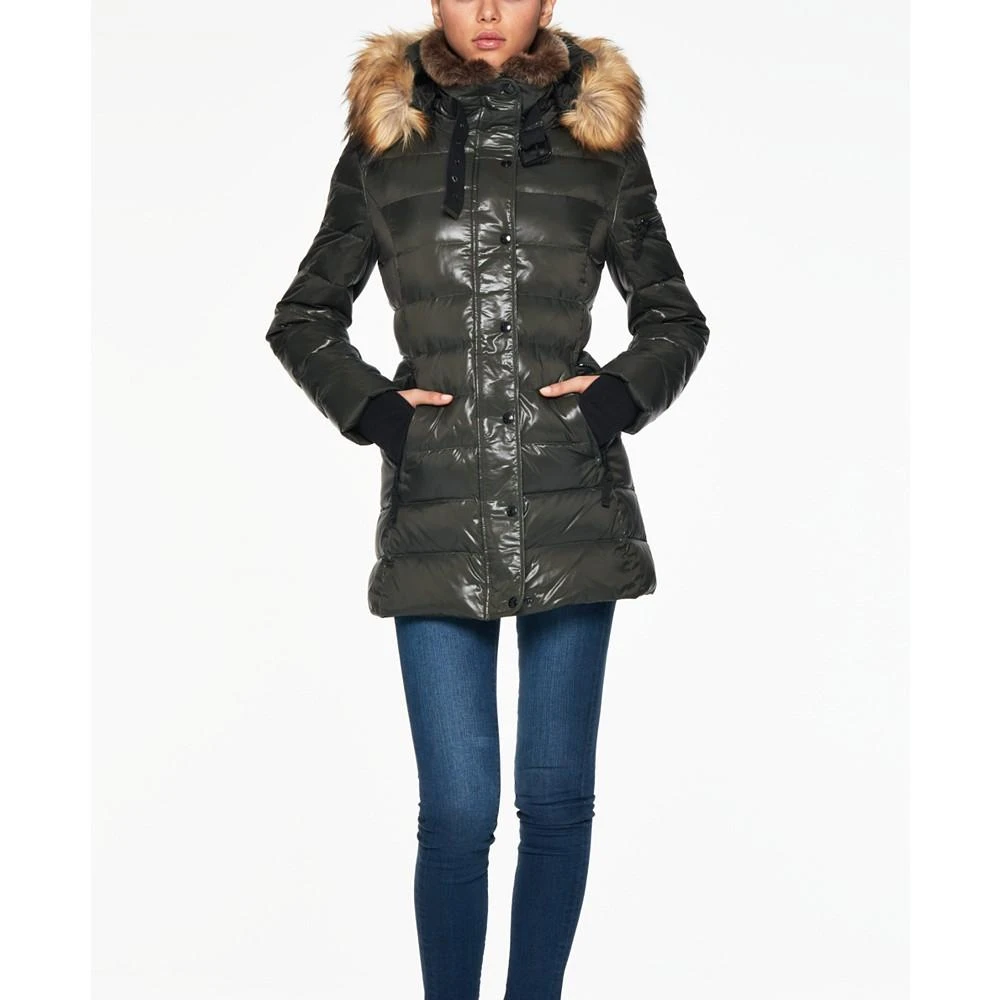 商品SAM.|Chelsea High-Shine Faux-Fur-Trim Hooded Down Puffer Coat,价格¥1107,第2张图片详细描述