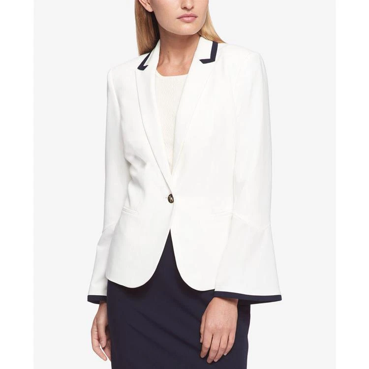 商品Tommy Hilfiger|Contrast-Trim Bell-Sleeve Blazer,价格¥596,第1张图片