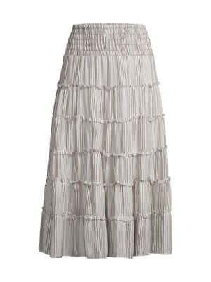 商品Max Studio|Tiered Gingham Midi Skirt,价格¥221,第5张图片详细描述