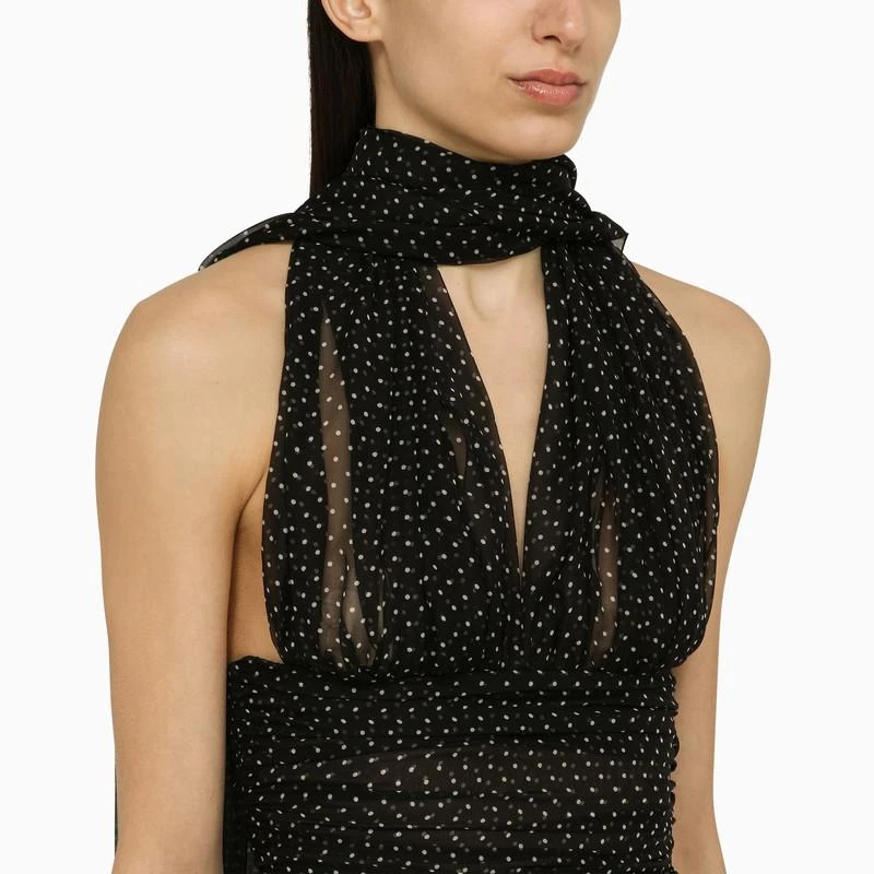 商品Dolce & Gabbana|Black polka dot print silk chiffon top with scarf,价格¥6557,第4张图片详细描述