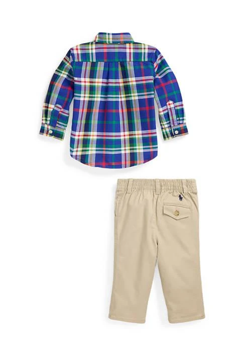 商品Ralph Lauren|Lauren Childrenswear Baby Boys Plaid Oxford Shirt Chino Pants Set,价格¥563,第2张图片详细描述