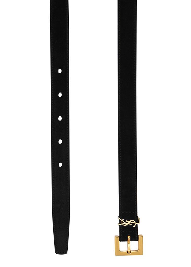 Black logo suede belt商品第3张图片规格展示