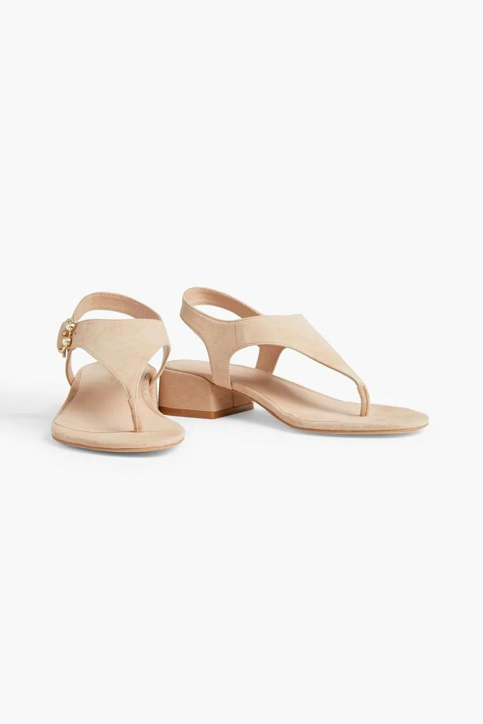 商品Stuart Weitzman|Faux pearl-embellished suede sandals,价格¥1324,第2张图片详细描述