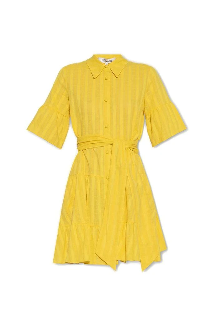 商品Diane von Furstenberg|Diane von Furstenberg Draped Tied-Waist Mini Shirt Dress,价格¥995,第1张图片