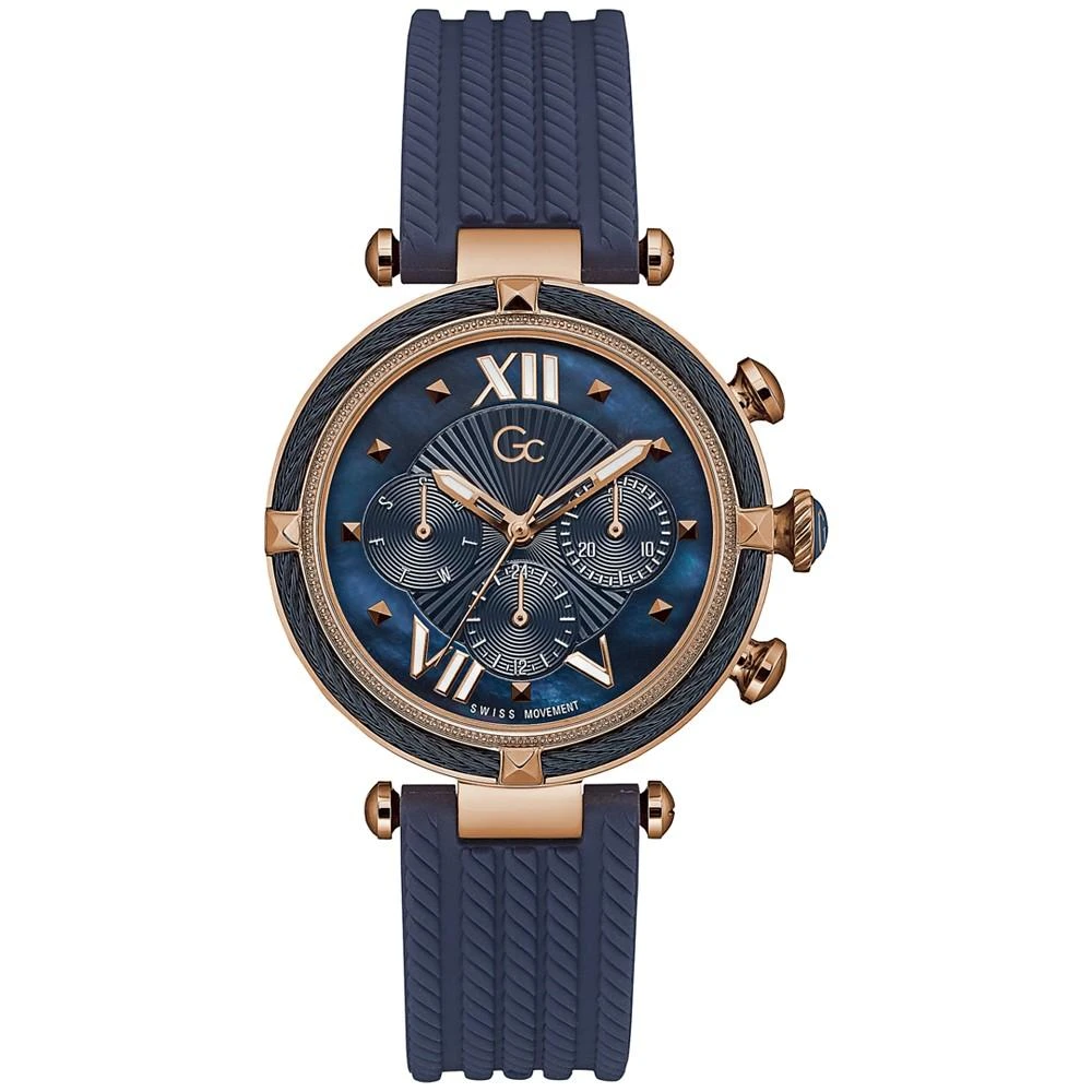 商品GUESS|Women's Swiss Blue Silicone Strap Watch 38mm,价格¥2741,第1张图片