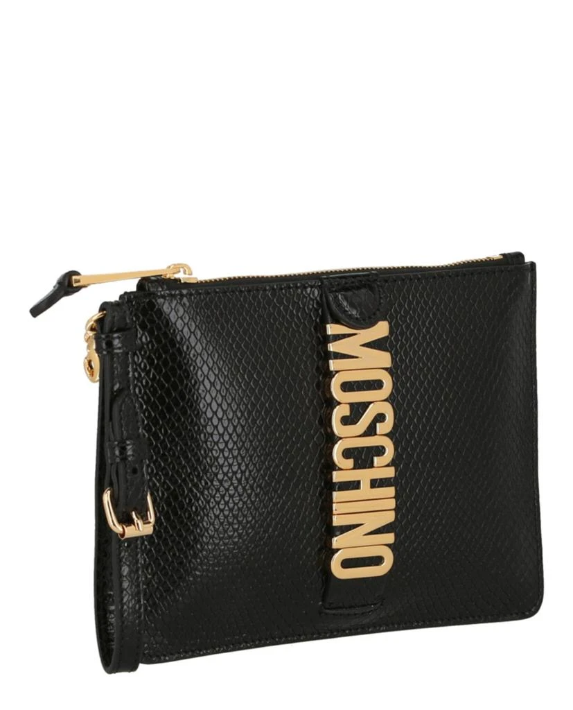 商品Moschino|Moschino Logo Leather Clutch Bag,价格¥2154,第2张图片详细描述