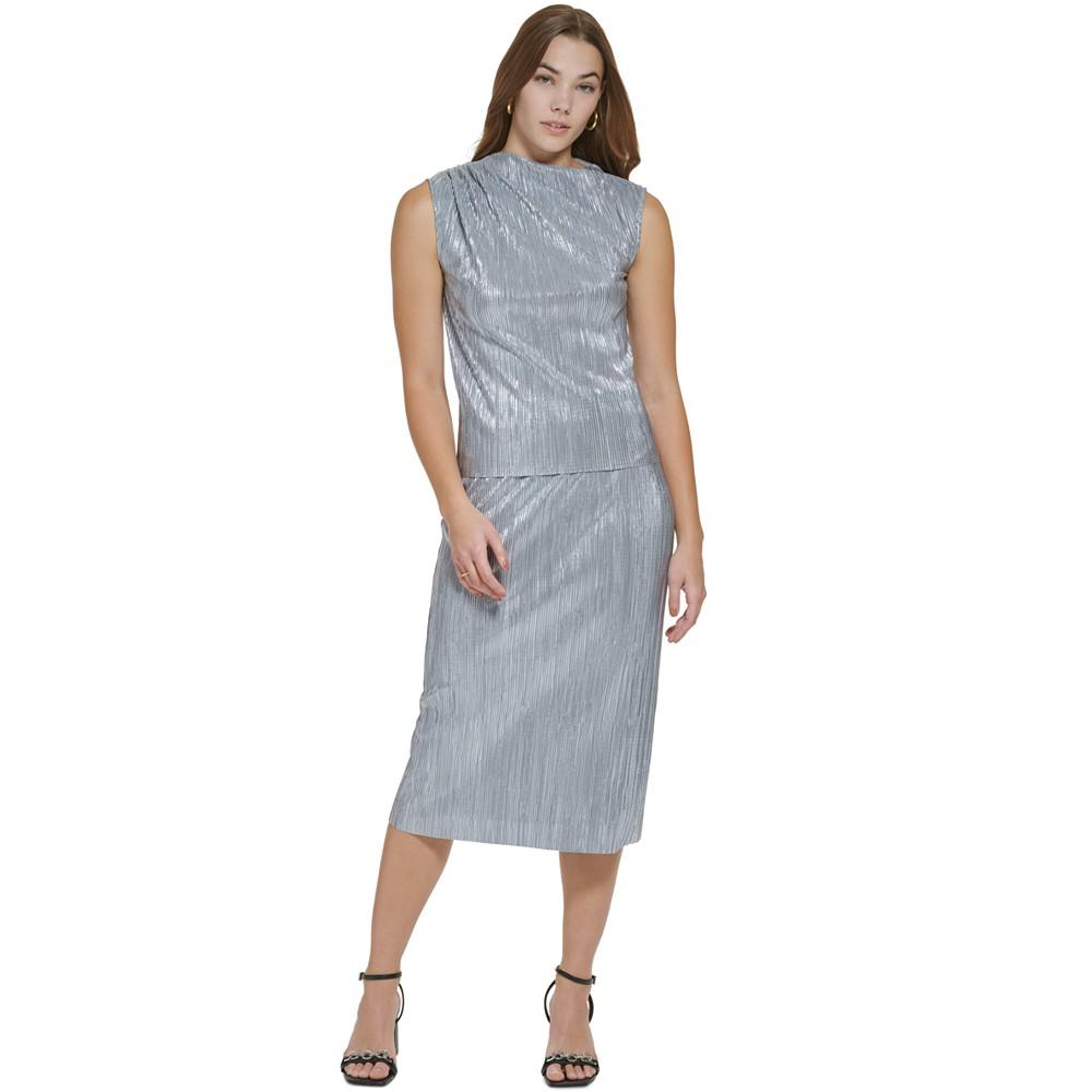 Women's Pleated Metallic Midi Skirt商品第4张图片规格展示