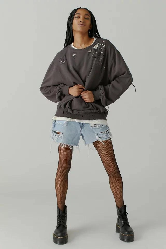 商品BDG|BDG Distressed Crew Neck Sweatshirt,价格¥260,第4张图片详细描述