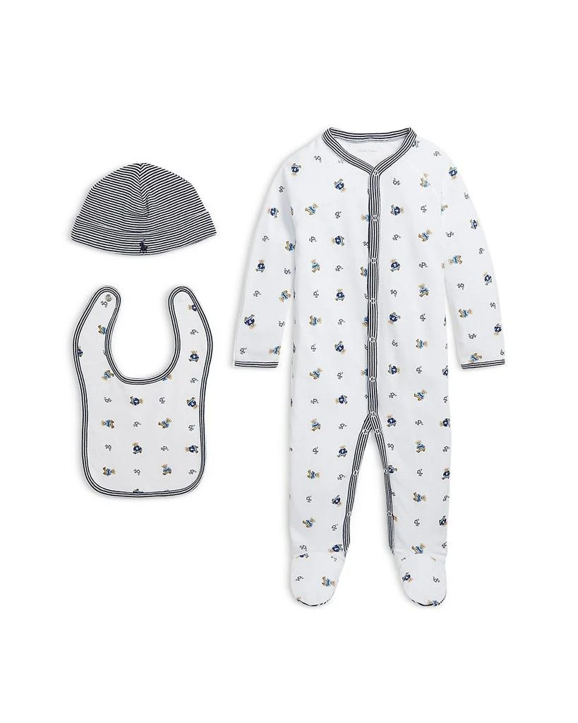 商品Ralph Lauren|Boys' 3-Pc. Polo Bear Coverall Set - Baby,价格¥558,第1张图片