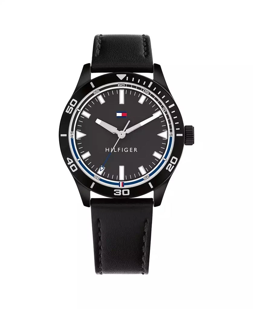 商品Tommy Hilfiger|Men's Black Leather Strap Watch 38mm,价格¥708,第2张图片详细描述