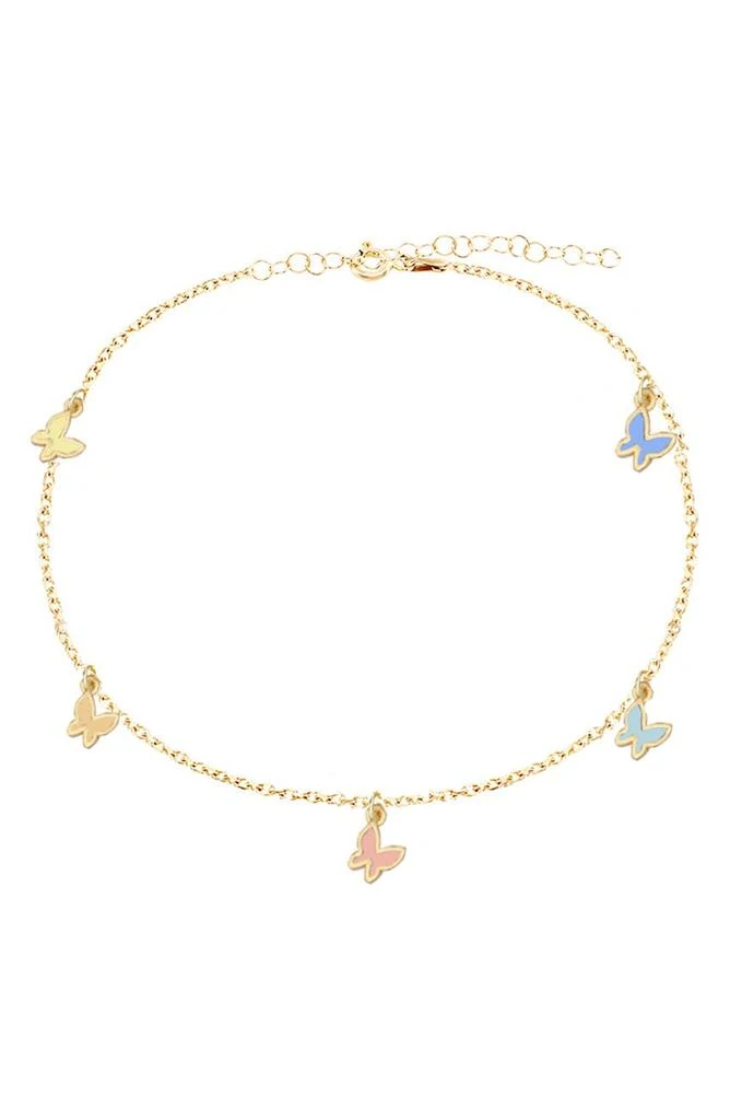 商品Gabi Rielle|14K Yellow Gold Plated Sterling Silver Butterfly Charm Anklet,价格¥381,第1张图片